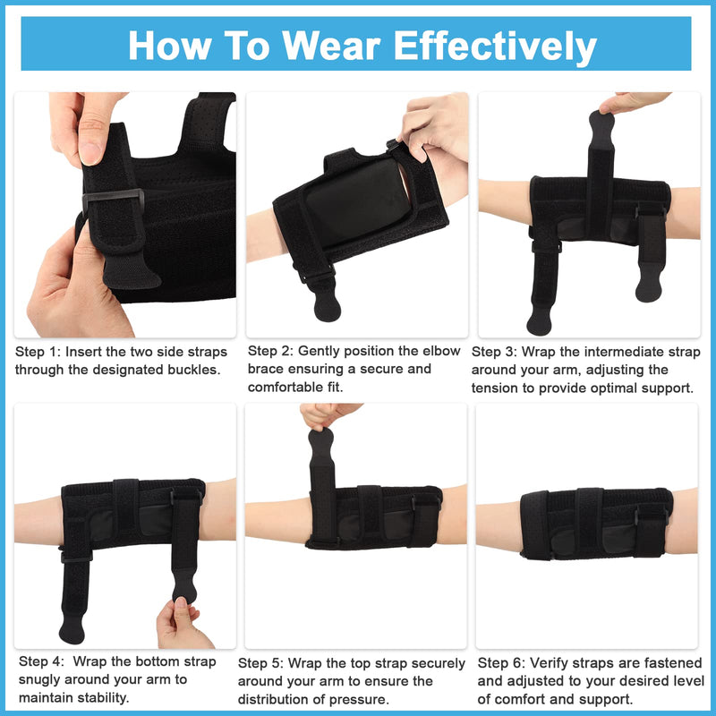 Elbow Splint Tendonitis Elbow Brace, Cubital Tunnel Syndrome Brace with 4 Removable Metal Spring Splints for Sleeping, Elbow Immobilizer for Ulnar Nerve Entrapment， Golfers Elbow (S/M) Elbow Brace S/M