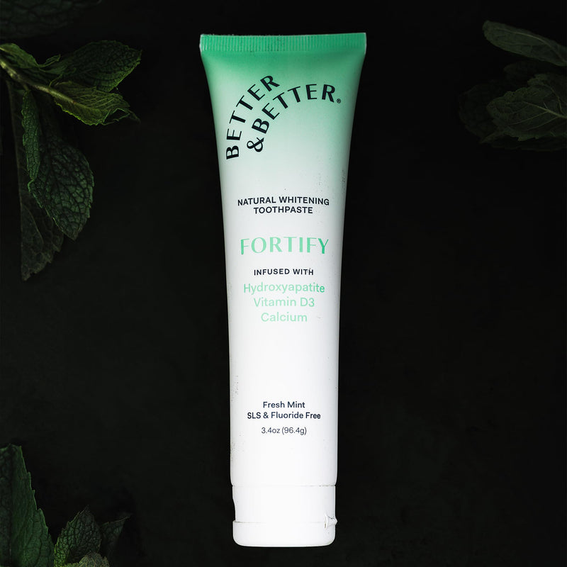 Better & Better Fortify | Hydroxyapatite Toothpaste | Remineralize Enamel with Vitamin D3 & Calcium | Fluoride-Free, SLS-Free | Natural Whitening | Fresh Mint | 3.4oz 3.4 Ounce (Pack of 1)