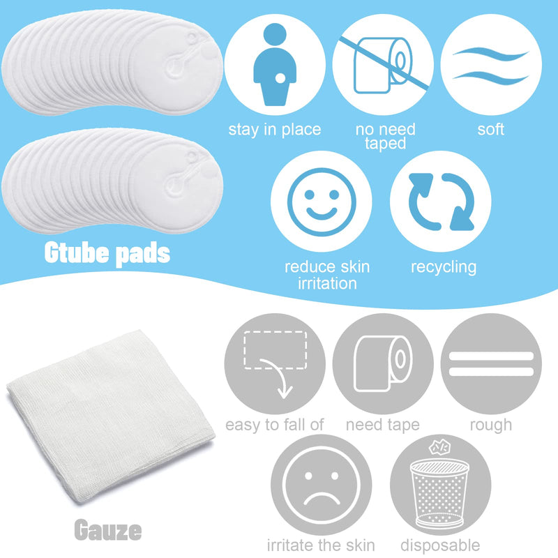 100 Pieces G Tube Pads G Tube Covers G Tube Button Covers Peg Tube Supplies Feeding Tube Pad Feeding Tube Holder Peritoneal Abdominal Soft Absorbent Button Pads Holder for Nursing Care