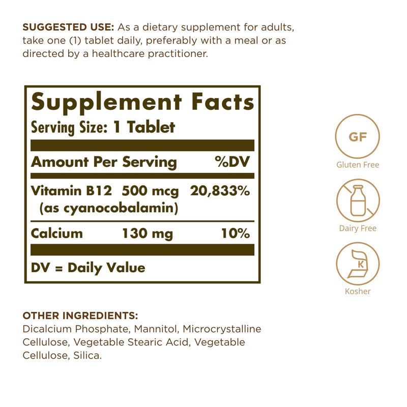 Vitamin B-12 500mcg Solgar 100 Tabs