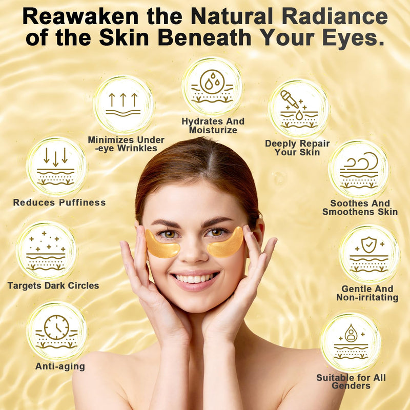 [Australia] - Under Eye Patches (24 Pairs) - 24K Gold Eye Masks Enriched with Abundant Collagen | Diminish Dark Circles and Puffiness | Anti-Aging, Smooth Fine Line, Nourish Skin 24 Count (Pack of 1) 