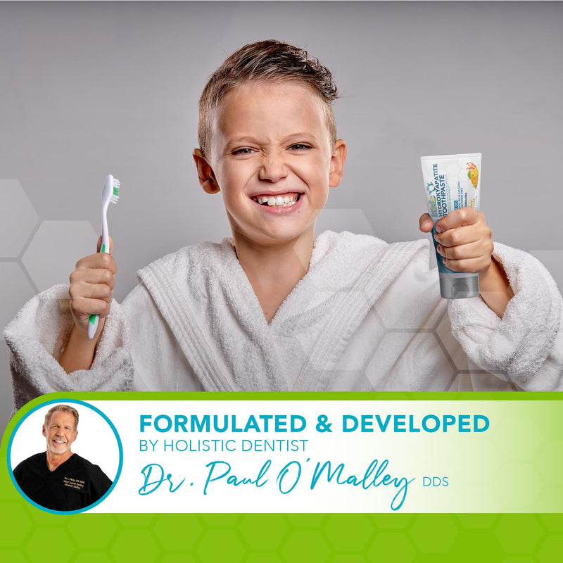 Kids Toothpaste No Fluoride; Non-Toxic Remineralizing Nano Hydroxyapatite Toothpaste Made by Dentist with Xylitol for kids Cavity Protection & Gums, Safe to swallow for Children/Toddlers, Yummy Orange Kids Yummy Orange 4 Ounce (Pack of 1)