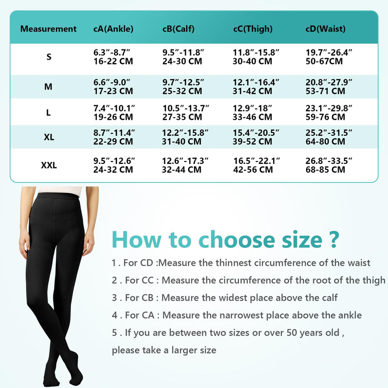 [Australia] - Compression Pantyhose Stockings for Women Men, 20-30 mmHg Medical Graduated Support Opaque Closed Toe Hose Tights for Swelling, Edema Varicose Veins Waist High Compression Stockings Black Medium 