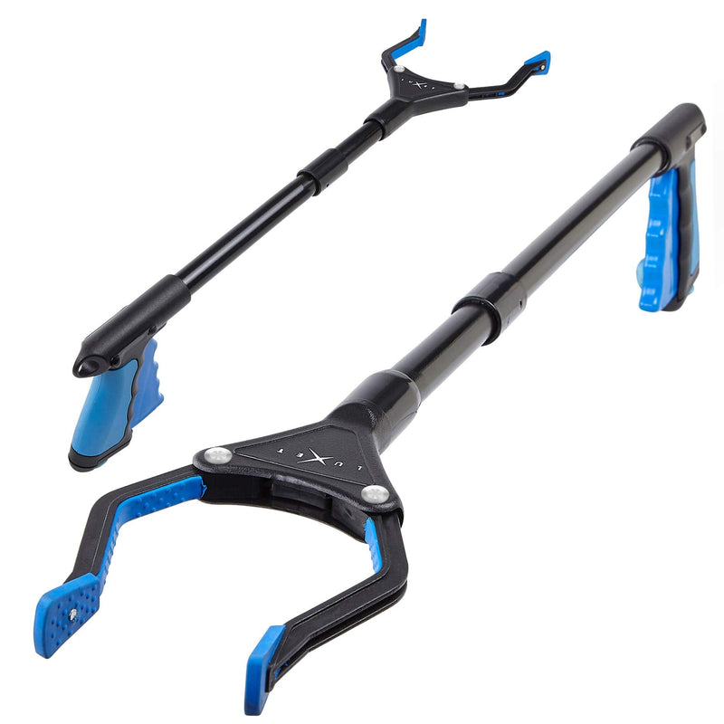 Grabber Reacher Tool - Newest Version Luxet 19 Inch Long Steel Foldable Pick Up Stick - Strong Grip Magnetic Tip - Heavy Duty Trash Picker Claw Reacher Grabber Tool for Elderly Wheelchair Mobility Aid 19 Inch (Pack of 1) Blue