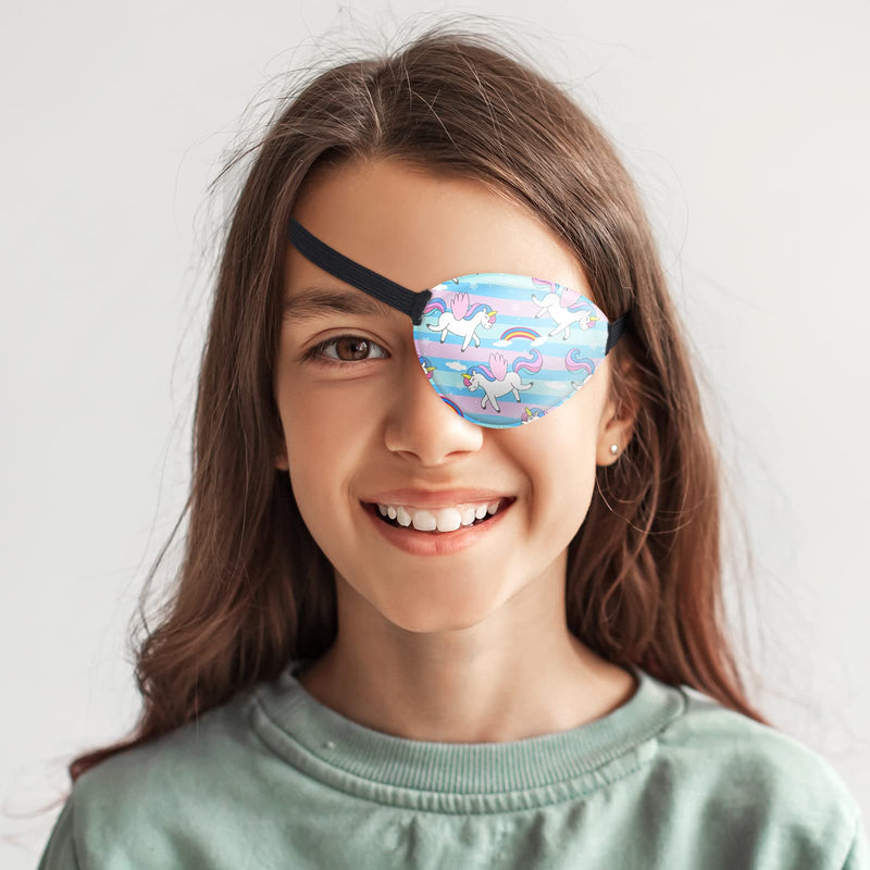 8 Pcs Eye Patches for Kids Adjustable Single Eye Patch Reusable Cute Girls Boys Eye Patch with Elastic Strap for Lazy Eye Either Eye Left or Right Eyepatch, Various Patterns (Fresh Style) Fresh Style