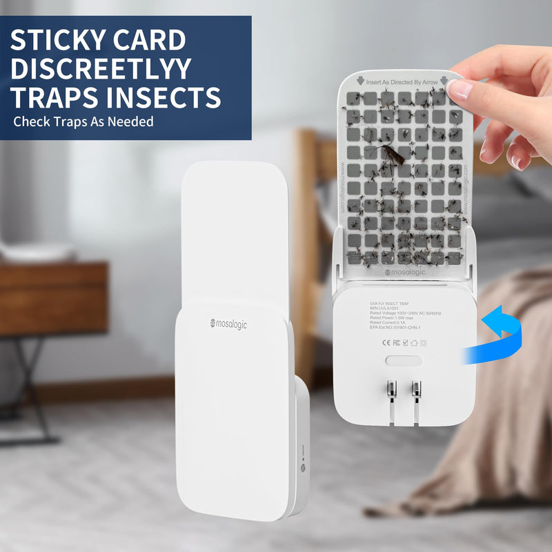 [Australia] - Mosalogic Flying Insect Trap Plug-in Mosquito Killer Indoor Gnat Moth Catcher Fly Tapper with Night Light UV Attractant Catcher for Home Office White-1PACK 1Pack 