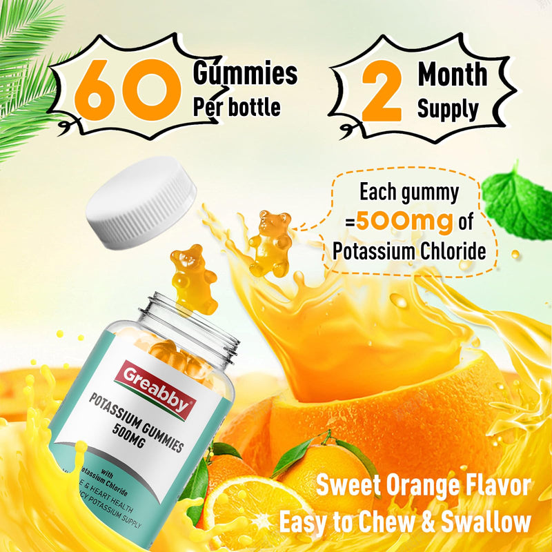 Potassium Gummies & Magnesium Gummies, Potassium Chloride 500mg, Magnesium Glycinate 500mg, Mineral Supplements for Family