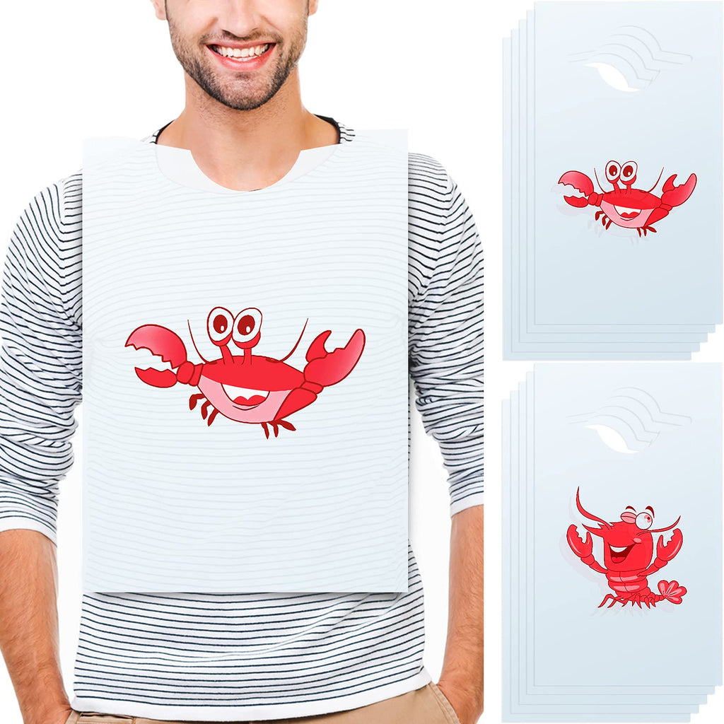 Geyoga Lobster Bibs Bulk 23 Inch Crawfish Boil Seafood Boil Party Supplies Crab Plastic Seafood Funny Bibs for Adult Size 30