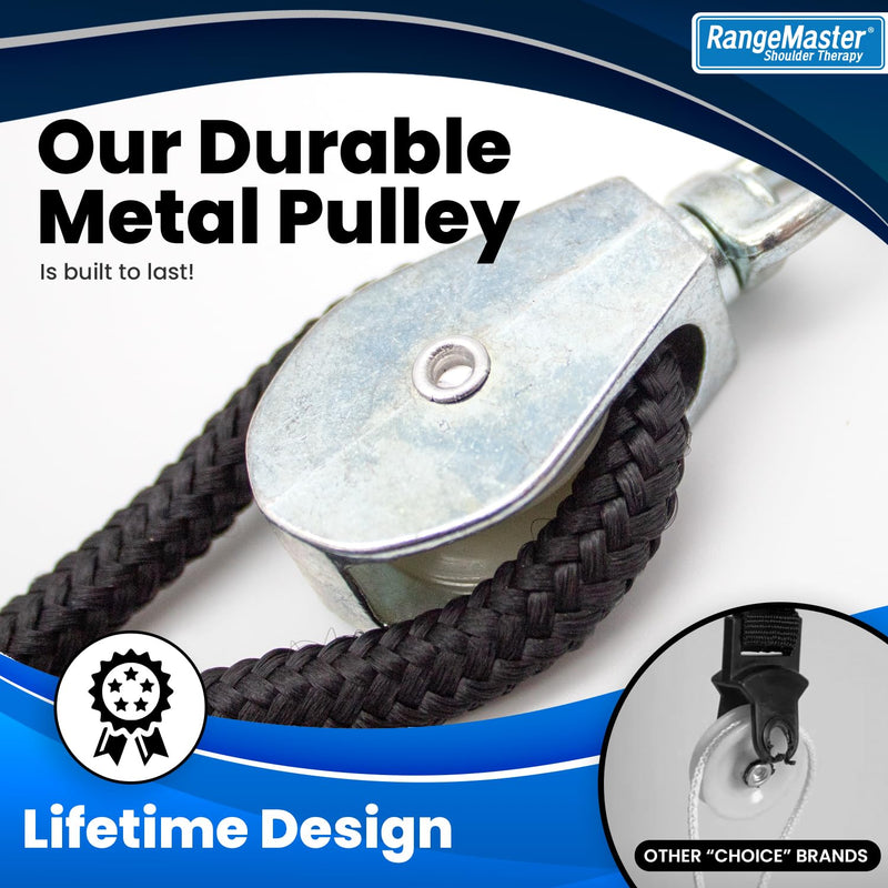[Australia] - RangeMaster EconoRanger Shoulder Pulley for Over The Door Physical Therapy | Arm Rehab, Rotator Cuff and Surgery Recovery, Pulleys to Alleviate Shoulder Pain | Metal Bracket Door Attachment (Black) Black 