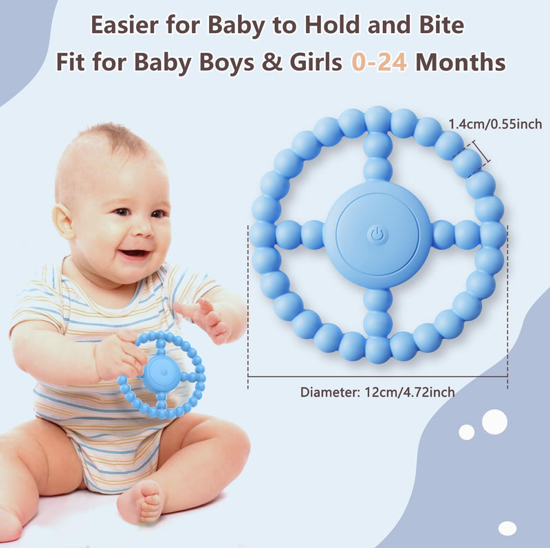 [Australia] - Vibrating Sensory Chew Toy, Teether Teething Toys for Babies6-12 8-18 Months, Sensory Toys for Kids with Autism&Toddler Travel Essential,1-2 Year Old Christmas Boys Girls Gifts idea(Blue) Blue 