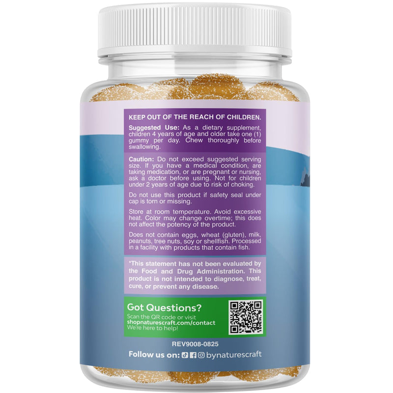 Kids Immunity Support Gummies - Delicious Vitamin C with Zinc and Echinacea Immune Booster Gummies for Kids - Vegan Gluten Free and Gelatin Free Chewable Gummy Vitamin Supplement for Children