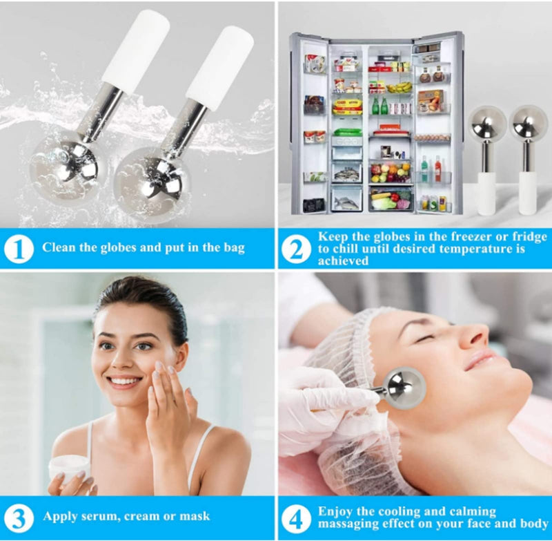 [Australia] - Globes for Facials, Cooling Roller for Face, Cryo Sticks Massager for Face Neck & Eyes, Cold Roller Skin Care for face Puffiness, Dark Circles, Wrinkles, Collagen Production (Gold) 