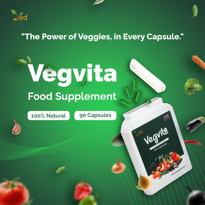 VED Balance of Veggies Supplements, Fresh Superfood Formula with Vitamins and Minerals from Vegetables, 90 Vegan Capsules (Pack of 1)