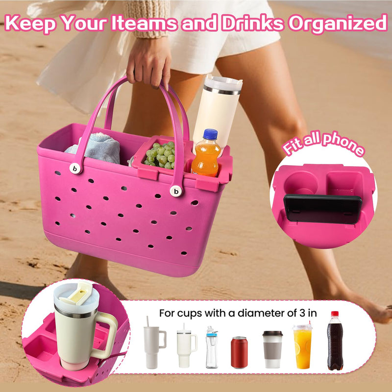 XYFuuee Replacement Strap Wrap& Top Cup Holder Tray for Bogg Bag, Must Have Beach Rubber Tote Bag Accessories, Adjustable Crossbody Shoulder Long Straps, Instant Table, Free Your Hand