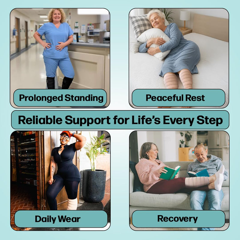 Beltwell® Adjustable Lymphedema Calf Compression Wrap for Swelling, Edema, Lipedema, Circulation, Heaviness, Pain - Easy to put on XXL - TALL Beige