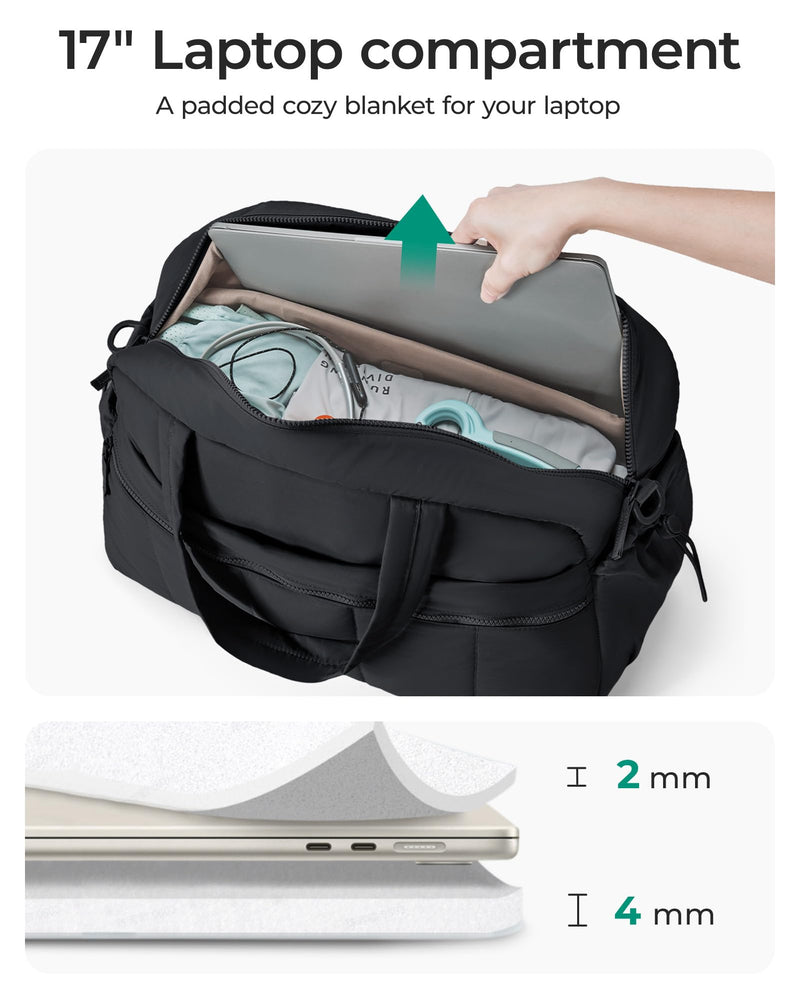 BAGSMART Duffle Bag for Travel, Gym Bag for Women, Weekender Carry on | PVC Wet Pocket, Airline Approved Personal Carry-on Size, Fits Under-seat, One Bag for Gym, Travel, Hospital, Overnight Black Large