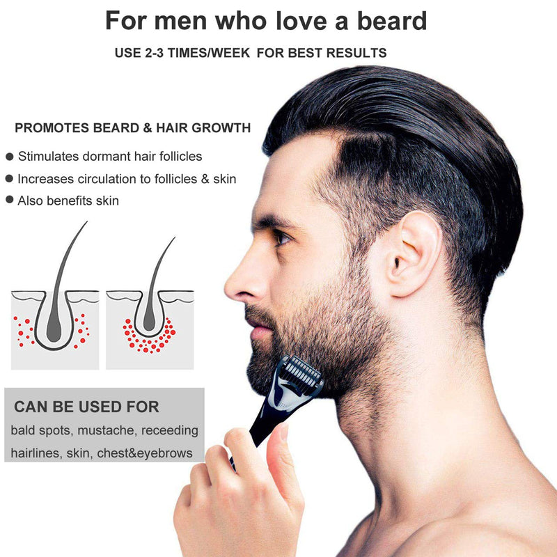 [Australia] - OCHILIMA Beard Growth Kit, 0.5mm Derma Roller/Beard Oil for Facial Hair Growth, for Men and Dads, Grooming Tool to Grow a Beard - Facilitates New and Old Hair Growth 2 Piece Set 