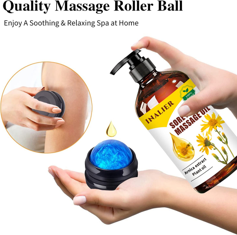 [Australia] - 3 Pack Cellulite,Sore Muscle & Lavender Relaxation Massage Oils with Roller Massage Ball for Father's Day Gifts,Spa Treatment Gift Set for Soothes Sore Muscle. Natural Massage Oils for Date Night Gift 