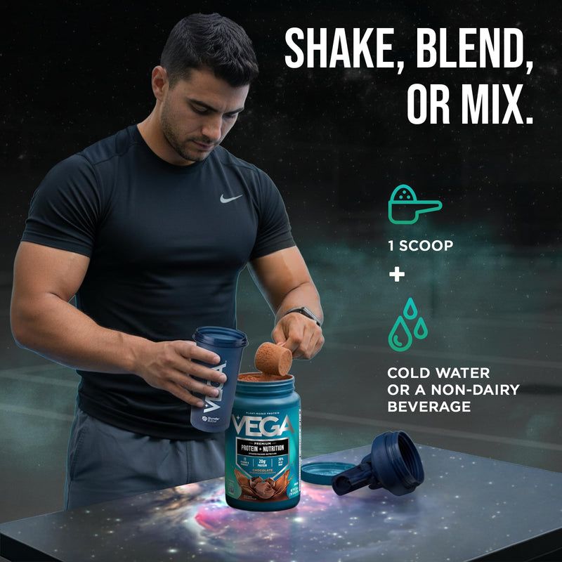 Vega Protein + Nutrition – 20g Plant Based Vegan Protein Powder, Chocolate for a Dairy-Free Protein Shake – Large Tub, 1.4lbs (17 Servings) 1.35 Pound (Pack of 1)