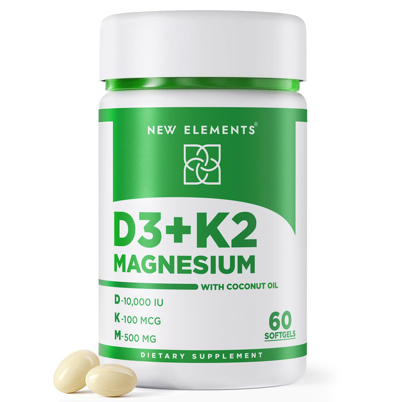 [Australia] - Vitamin D3 K2 10,000 IU with Magnesium Glycinate 500mg - Bone Health, Immune Support, Energy & Mood - Non-GMO, Gluten-Free, Sugar-Free Softgels for Women & Men (60 softgels) 60 Count (Pack of 1) 