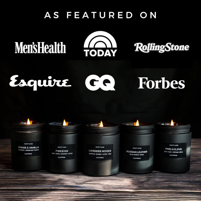 [Australia] - Craft & Kin Smoke & Vanilla Candle | Scented Candles for Men | Masculine Candle | Soy Candle | Scented Candle for Home Scented | Black Candles | Long Lasting Candles with 45 Hour Burn Time 7.6oz Black Jar - 7.6oz 