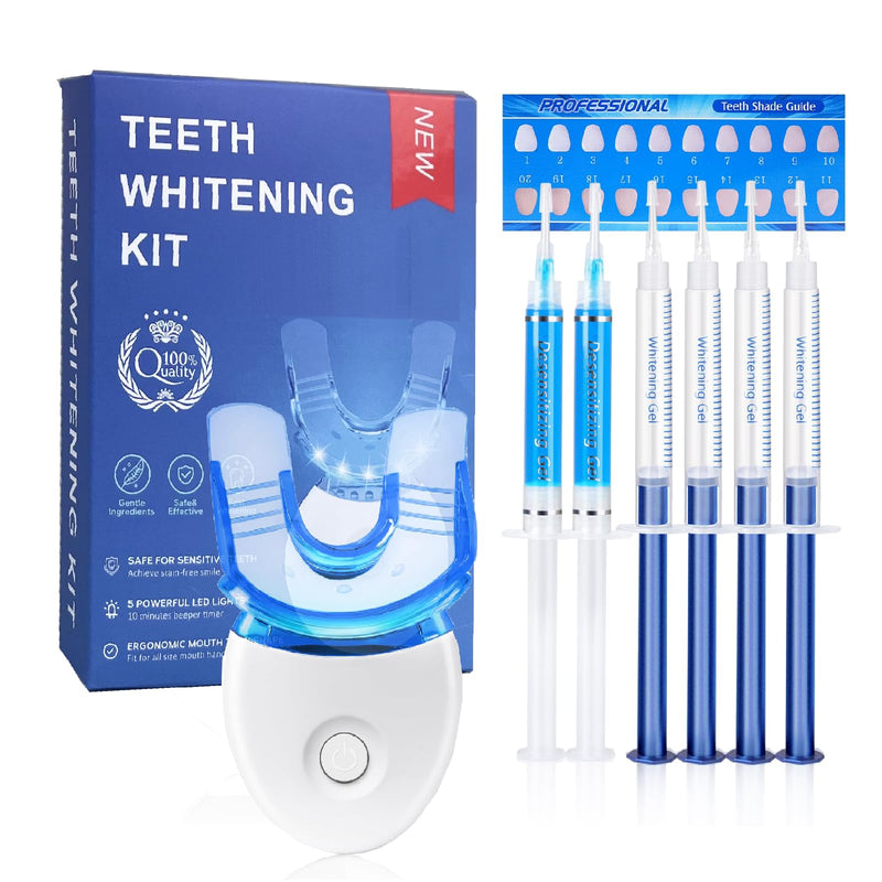 Sensitive Teeth Whitening Kit | Whitening Toothpaste Includes LED Light Therapy Device, 35% Carbamide Peroxide Whitening Gel, 4 Whitening Gel Syringes, 2 Enamel Repair Gel Syringes, and Dental Trays
