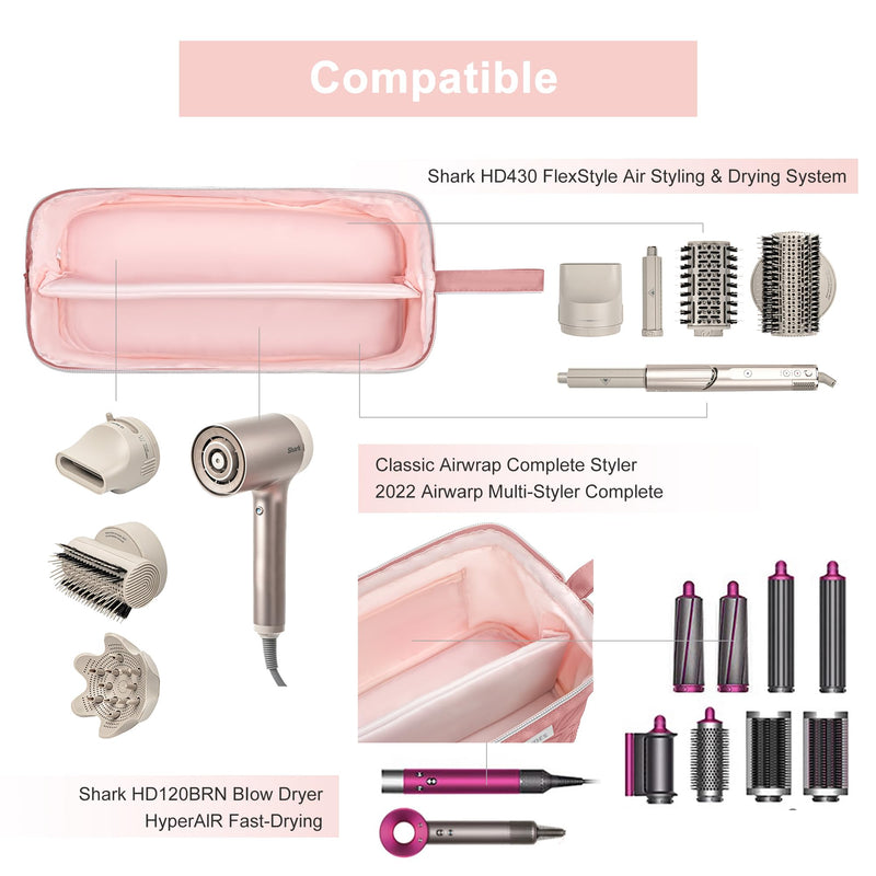 [Australia] - Leudes Hair Tools Travel Bag for Shark Flexstyle Carrying Case Portable Shark Hair Air Wrap Dryer Case Waterproof Dustproof Flat Curling Iron Travel Organizer (Dark Pink) 467.17 cubic inches Dark Pink 