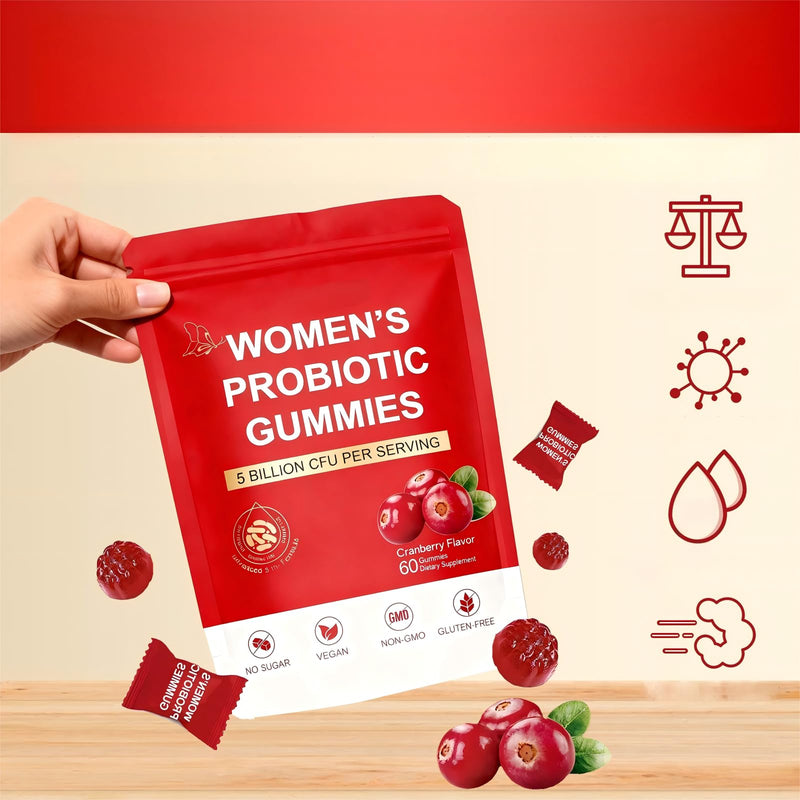 Feminine Balance Gummies - Women’s Premium Gummies for pH Balance | Cranberry - Low Sugar Gluten-Free | 60 Vegan / 1 Bag