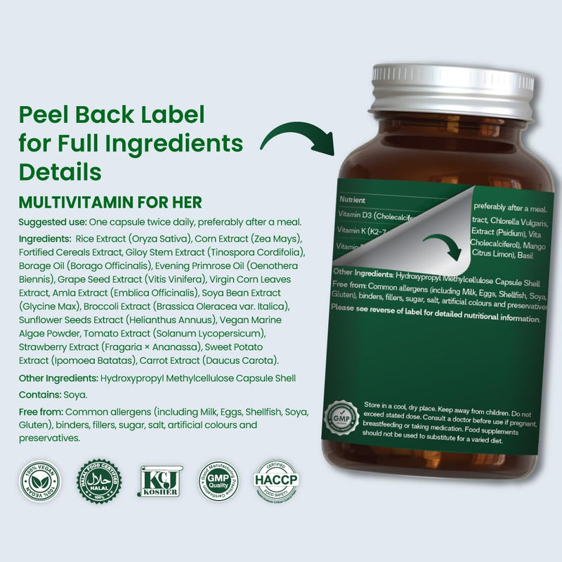 ZeroHarm Women’s Multivitamin – Plant-Based Formula with Vitamins A, B, C, D3, Iron & Zinc – Liposomal Absorption – Powered by Real Food Ingredients – 120 Vegan Capsules