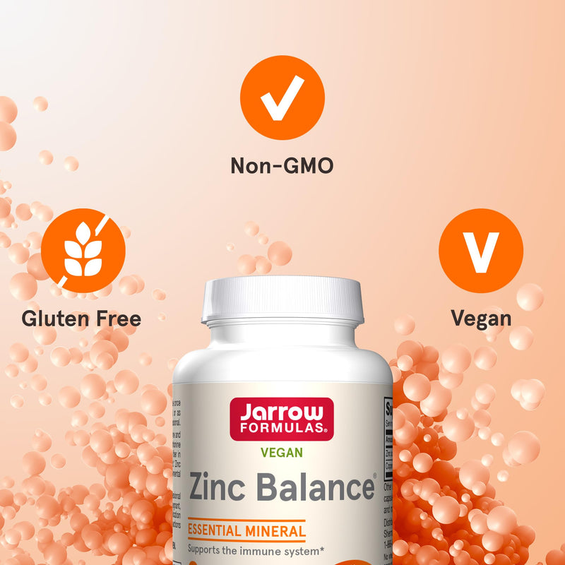 [Australia] - Jarrow Formulas Zinc Balance 15 mg - 100 Servings (Veggie Caps) - Includes Copper - Essential Mineral for Immune System Support - Immune Support Supplement - Gluten Free Zinc Copper Supplement - Vegan 