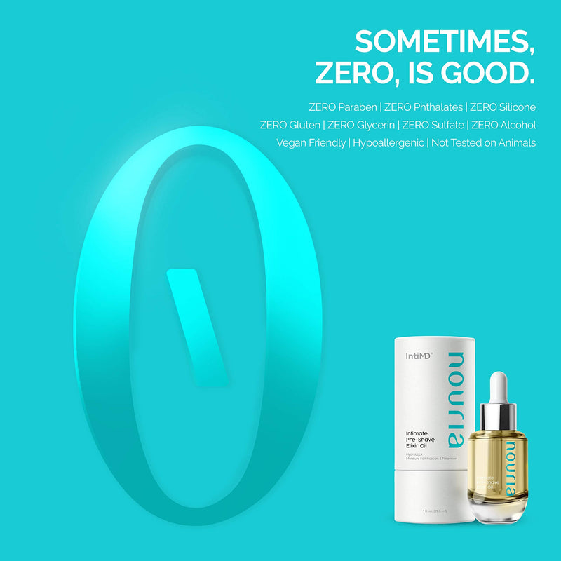 IntiMD Nouria Intimate Pre-Shave Elixir Oil, HydroLock moisturizer conditioner nourishing formula helps with Ingrown Hair, Itch, Razor Bump, Razor Burns for Bikini Area, Legs, Underarm