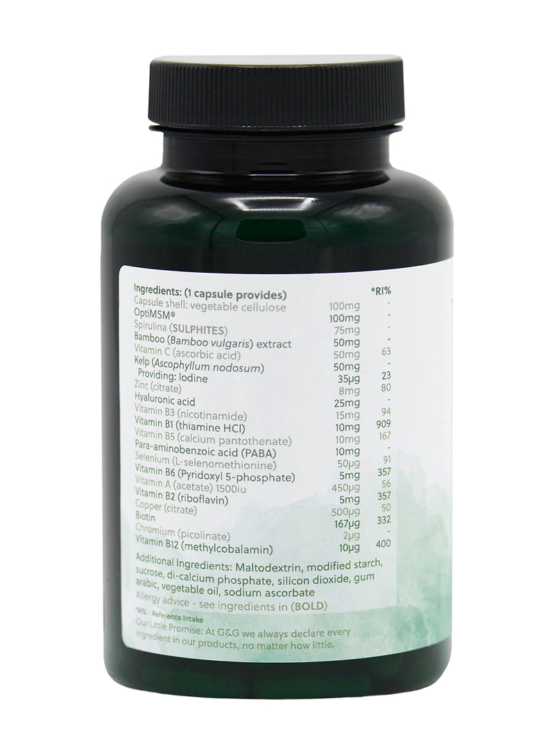 G&G Vitamins Hair, Skin & Nails - Vegan Beauty Supplement - 120 Capsules - Non-GMO, Made in the UK