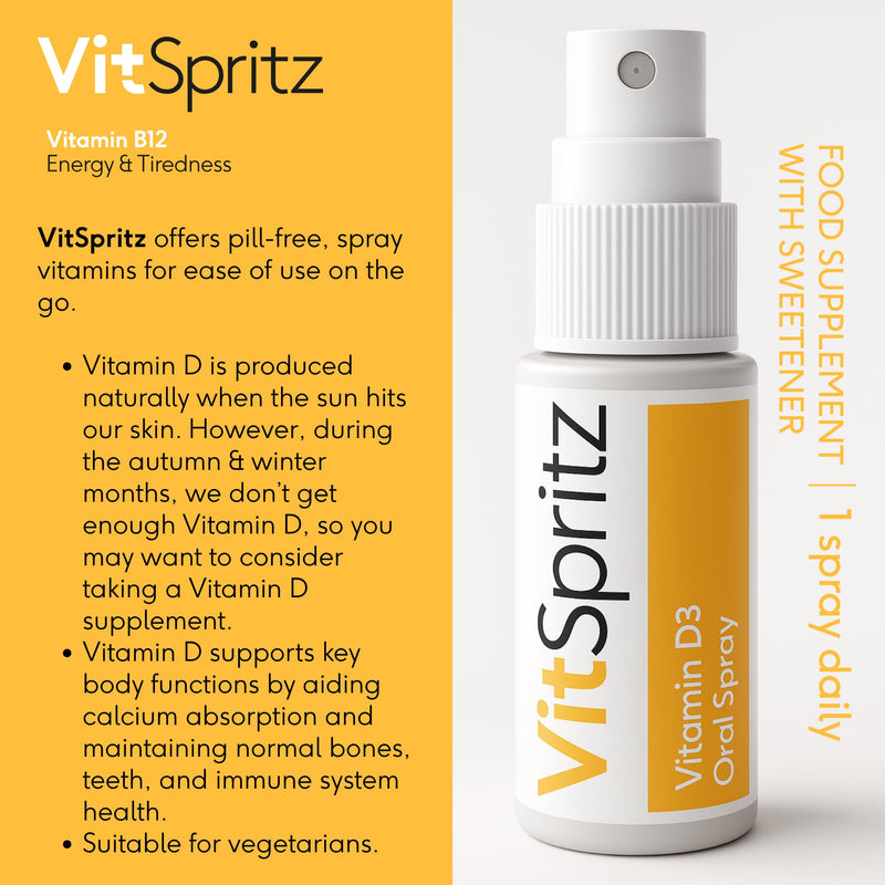 Vitamin D3 Oral Spray 3000 IU - High Strength Vitamin D Supplement, Orange Flavour, Vegetarian Vitamins for Immune Support & Bone Health, British Fast Absorption VIT D Spray Supplements