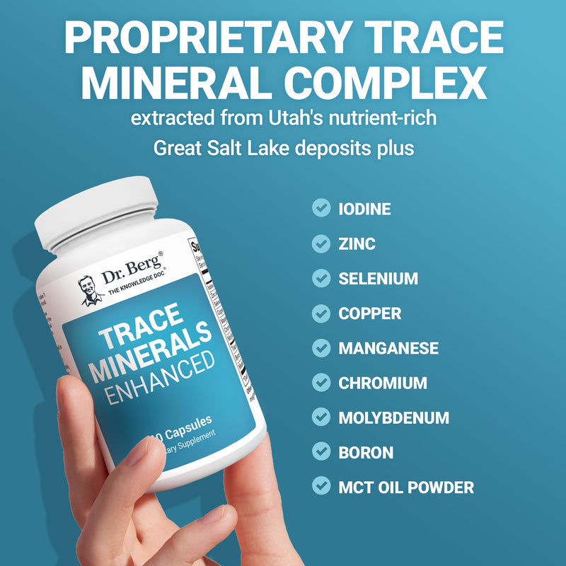 Dr. Berg Trace Minerals Enhanced Complex - Complete with 70+ Minerals Including 10 mg of Zinc - Dietary Supplement - 60 Capsules 60 Count (Pack of 1)