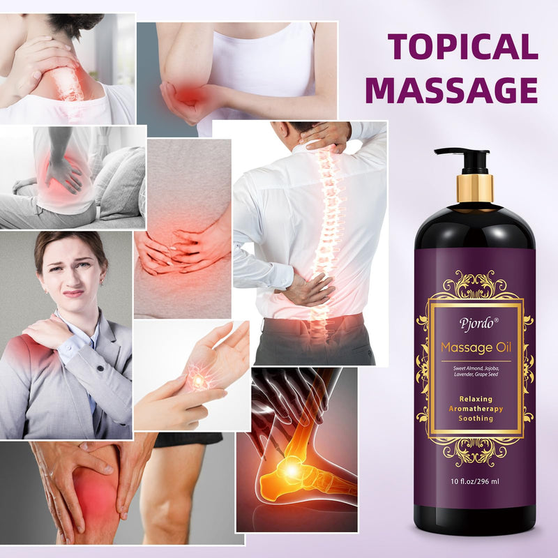 [Australia] - Aromatherapy Lavender Massage Oil, 10 fl oz Relaxing Massage Oil for Massage Therapy with Grape Seed, Sweet Almond & Jojoba, Spa Quality Oils for Soothing, Calming 10 Fl Oz (Pack of 1) 