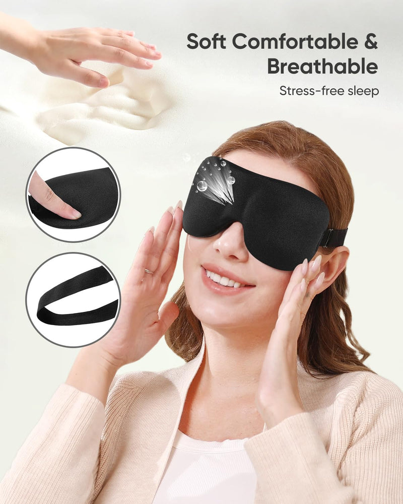 [Australia] - LKY DIGITAL Sleep Mask for Side Sleeper 3 Pack, Blackout 3D Eye Mask for Sleeping, Night Blindfold for Men Women Black & Blue & Red 