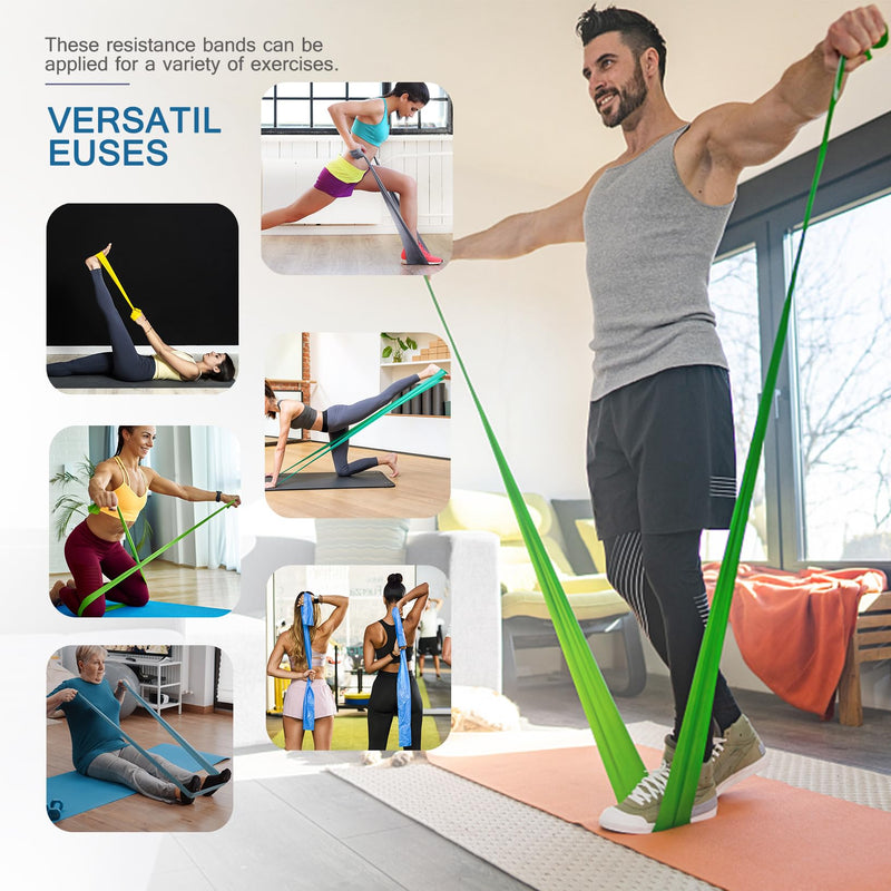 [Australia] - Professional Resistance Bands. Latex-Free, Work Out Bands, Stretch Bands for Working Out Women or Men, Exercise Bands Set for Physical Therapy Colour Set (5-30lbs) 