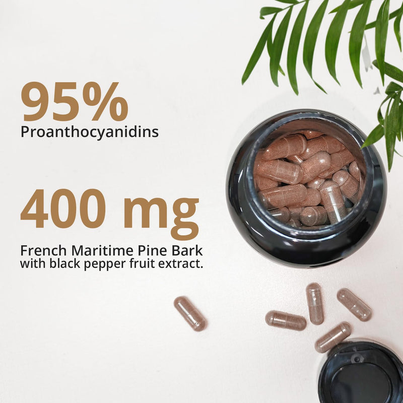 [Australia] - French Maritime Pine Bark Extract 400 mg, 95% Proanthocyanidins - Standardized 30X Extract, 120 Vegan Capsules 