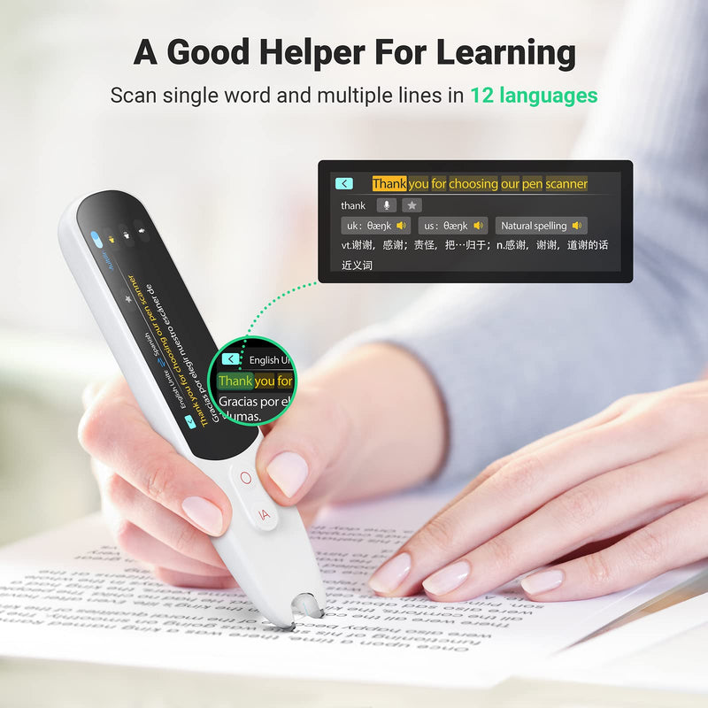 [Australia] - SVANTTO 102 Translator Pen Scanner, Text to Speech Device for Dyslexia, OCR Digital Highlighter Reader Pen, Exam Reading Pen, Bluetooth Langage Translator, No Monthly FeeÔºàWhiteÔºâ white 
