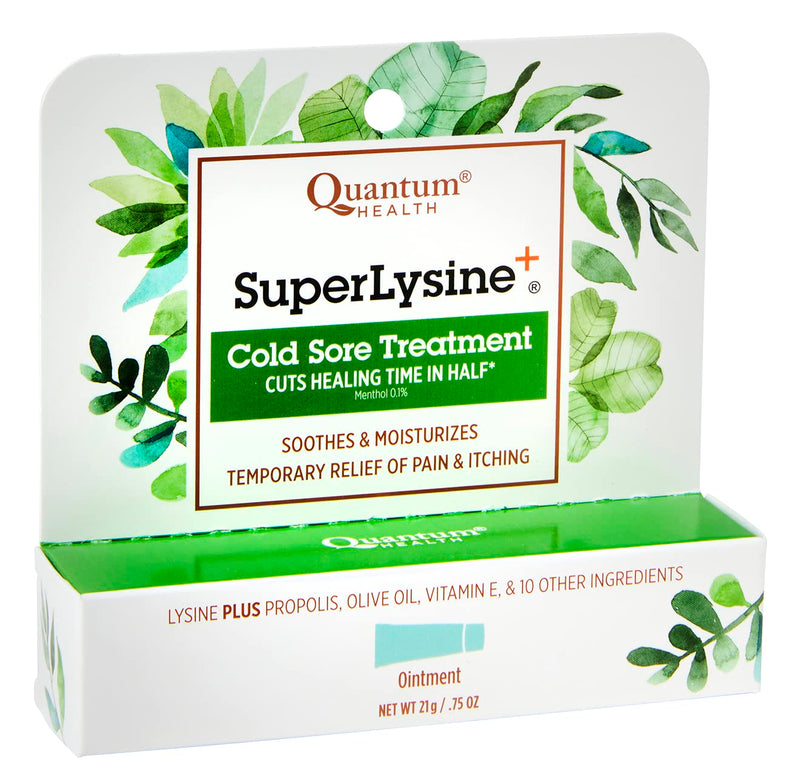 Quantum SuperLysine+ Cold Sore Treatment Ointment|Relieves Pain, Burning, and Itching|Cuts Healing Time in Half|0.75 Ounce 16x20