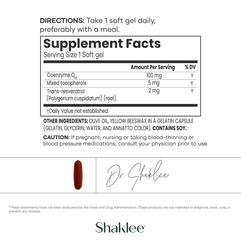 Shaklee - CoQHeart® with Q-Trol® - Heart Health Supplement - 30 Softgels | Combines coenzyme Q10 with a proprietary Q-Trol® blend, Includes resveratrol and complementary plant-based ingredients