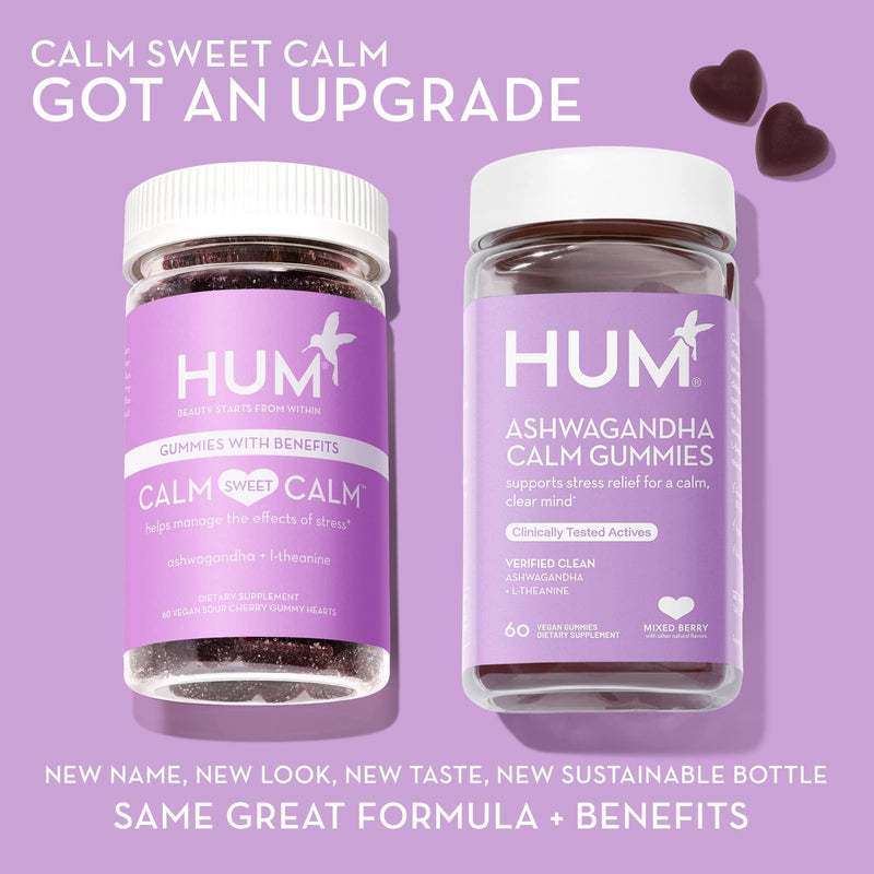 [Australia] - HUM Ashwagandha Calm- L-Theanine & Ashwagandha for Daily Relaxation & Mood Support - Mixed Berry Flavor (100 Vegan Gummies)… 100 Gummies 