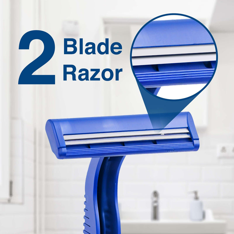[Australia] - Disposable Razors for Men and Women - Pack of 50 Shavers - 2 Blade Razors, Bulk - for Shaving, Tattoos, Hospitality, and More 1 Count (Pack of 50) 
