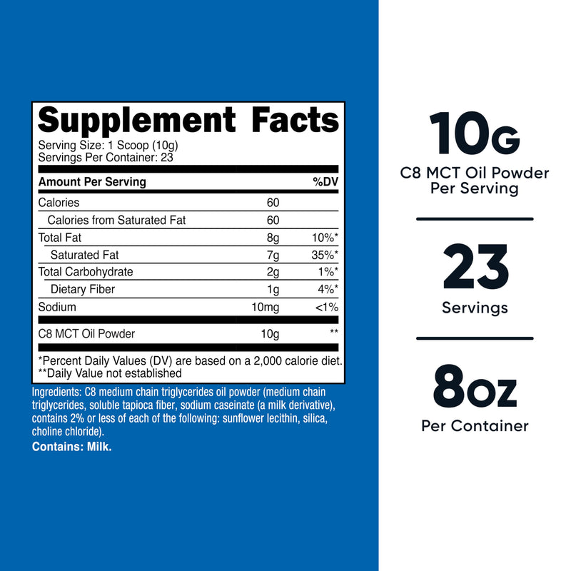 [Australia] - Nutricost C8 MCT Oil Powder 23 Servings (8oz) - 95% C8 MCT Oil Powder 