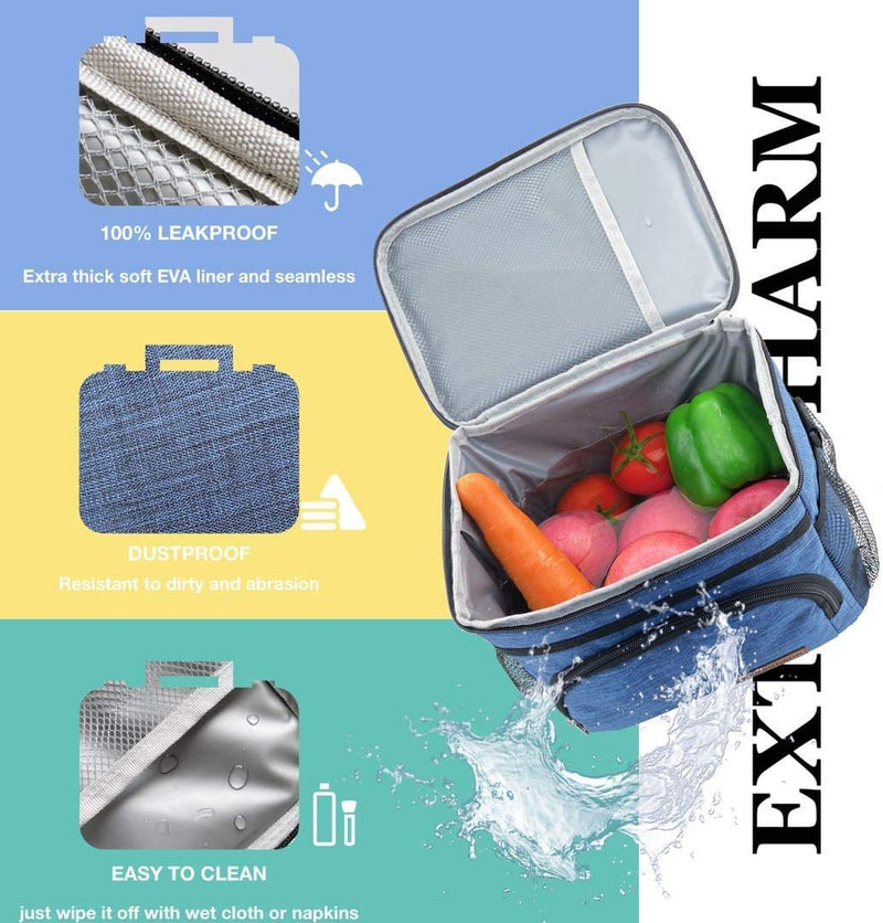 [Australia] - Insulated Lunch Bag for Women/Men - Reusable Lunch Box for Office Picnic Hiking Beach - Leakproof Cooler Tote Bag Organizer with Adjustable Shoulder Strap for Adults - Black 