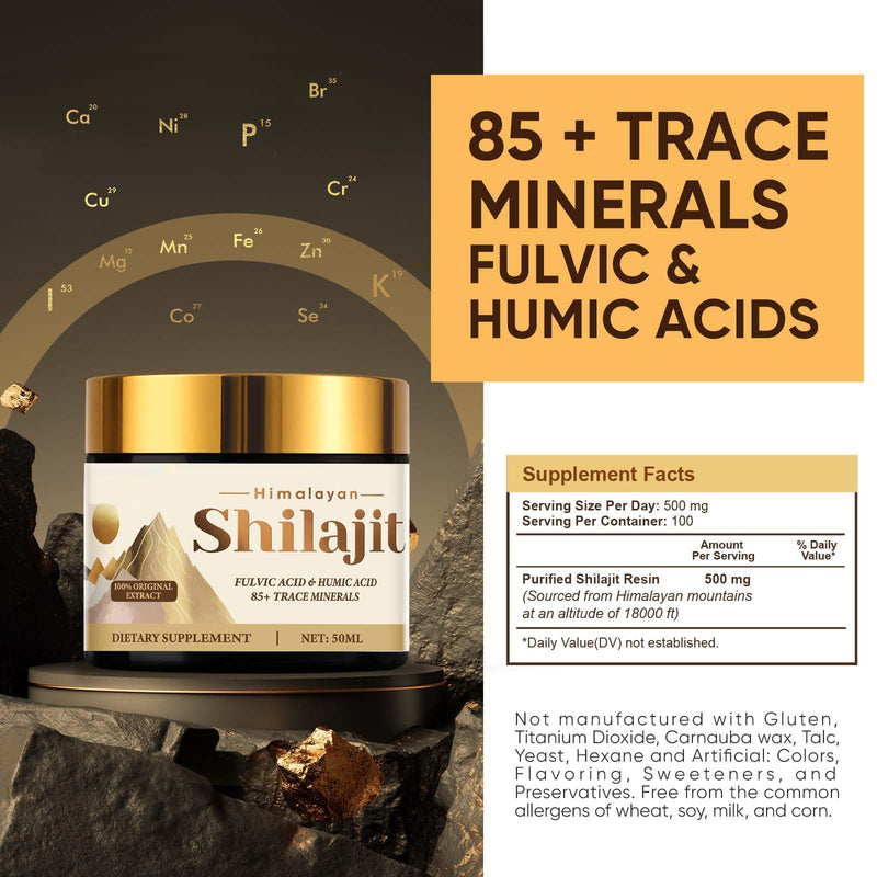 Shilajit Resin, Pure Shilajit Resin Himalayan Organic with 85+ Trace Minerals Complex, Support Energy, Immune, Overall Health, 50 ml (Pack of 1) 50 ml (Pack of 1)