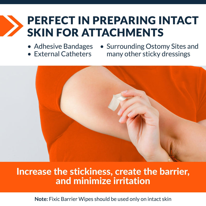 [Australia] - Fixic Skin Barrier Wipes - 50 PCS - Premium Skin Prep Protective Wipes - Skin Adhesive Wipes to Create the Barrier between Skin and Attachments - Skin Glue Wipes to Increase the Adhesive Tape Effect! Adhesive Barrier Wipes 