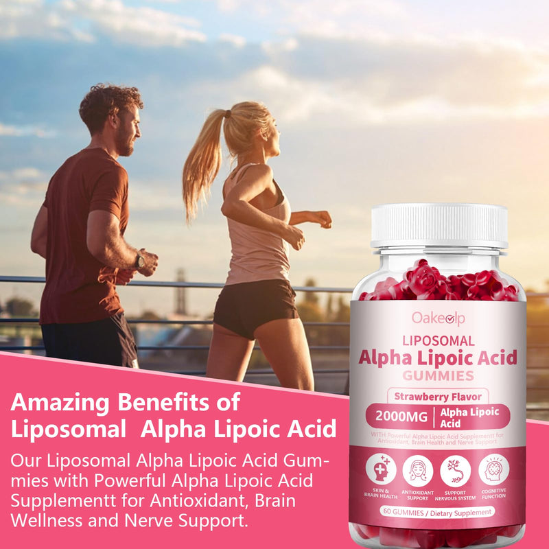 [Australia] - 2 Pack Liposomal Alpha Lipoic Acid Gummies 2000mg Gummies,High Potency ALA Complex Biotin & Benfotiamine for Antioxidant, Brain Health and Nerve* Support,Liposomal Enhance 98% Absorption 60 Count (Pack of 2) 