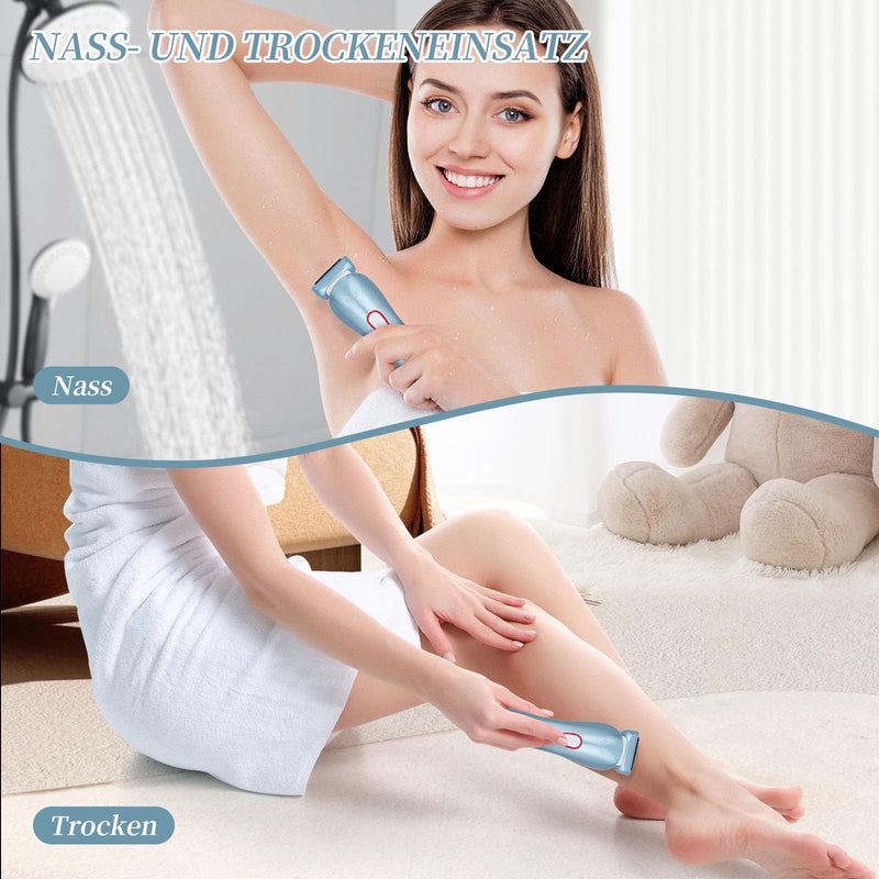 [Australia] - Electric Shaver for Women, Painless Women's Shaver with LED Light, USB Rechargeable Women's Shaver for Face Legs Armpits Bikini, Cordless Wet and Dry Shaver for Women Blue & White 