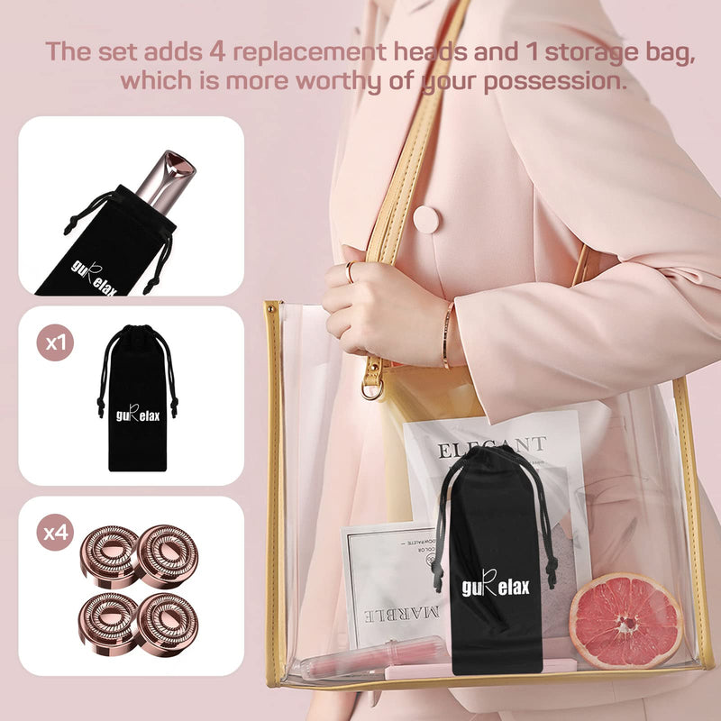 [Australia] - Facial Hair Remover for Chin Upper Lip Peach Fuzz Including 4 x Replacement Heads Epilator Women's Face (Gold (4 x Replacement Heads Included)) 